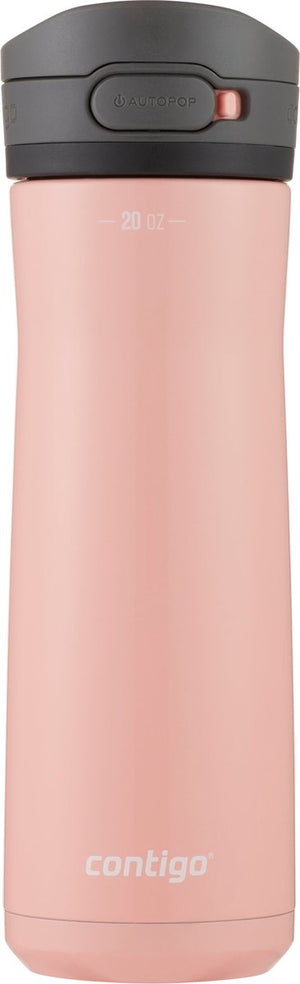 Contigo jackson chill drinks bottle, large bpa-free stainless steel water bottle, 100 % leakproof, keeps drinks cool for up to 24 hours; insulated bottle for sports, cycling, jogging, hiking, 590 ml | pink lemonade