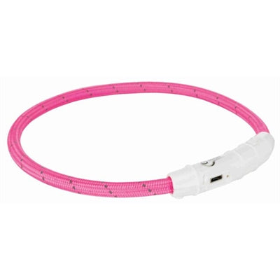 Trixie lichtgevende halsband hond flash usb tpu nylon roze
