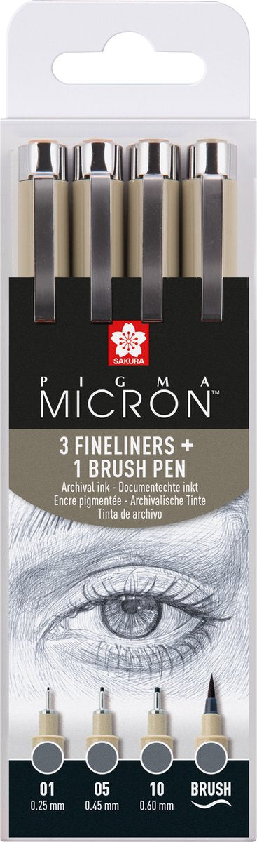 Load image into Gallery viewer, Sakura pigma micron fineliner set | 4 maten, koelgrijs
