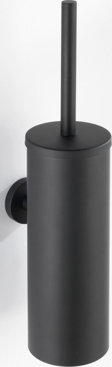 Wenko toiletborstelhouder met deksel bosio rvs zwart mat - toiletborstel met houder - wc borstel met houder