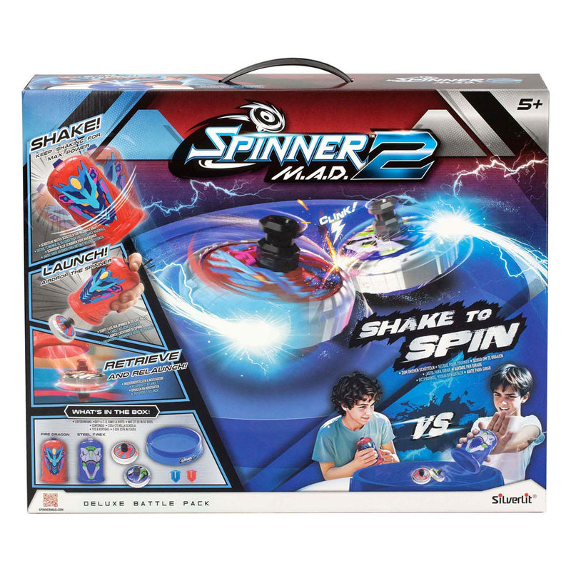 Load image into Gallery viewer, Silverlit spinner mad 2 deluxe battle pack - 2 shakers, 2 spinners, 1 battle arena
