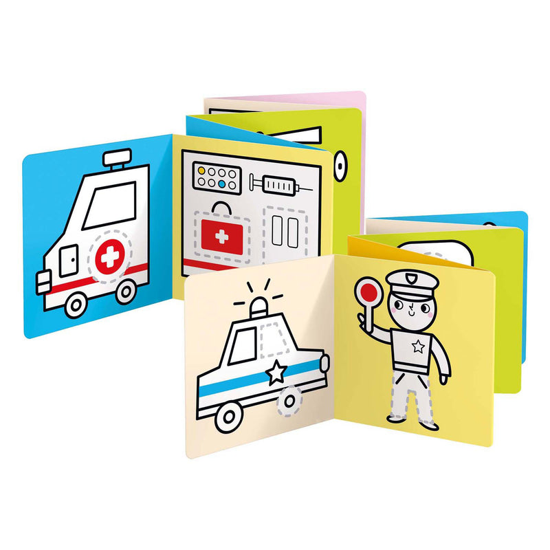 Load image into Gallery viewer, Banana panda - kleurboekje klaar om werkvoertuigen te tekenen
