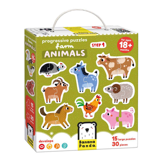 Banana panda - oplopende puzzels boerderijdieren - 33st.