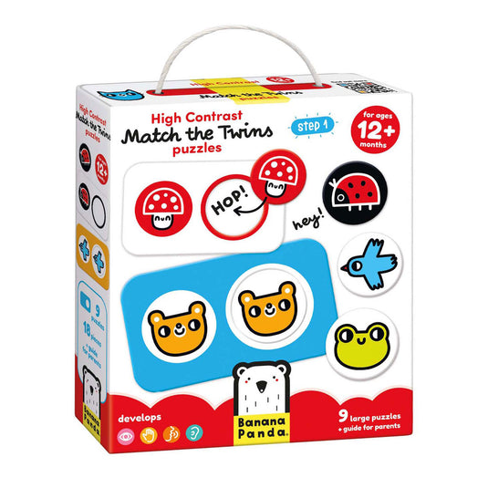 Banana panda - hoog contrast puzzel zoek de tweeling - 8dlg.