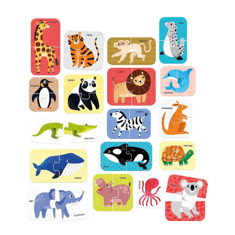 Load image into Gallery viewer, Banana panda - puzzelparen wilde dieren - 18dlg.
