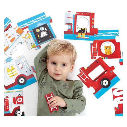 Banana panda - maak de puzzel passend brandweerwagen - 23st.