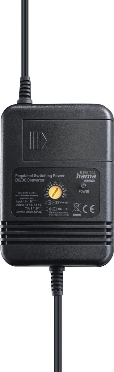 Hama netadapter voor auto instelbaar 2000ma 24w max. 12v gest. 8 adapters