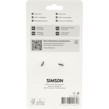 Simson koplamp aurora x-line 200 - usb-c oplaadbaar