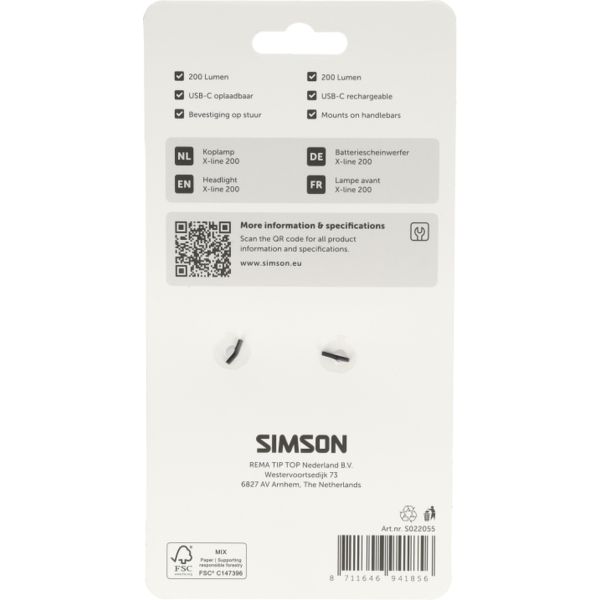 Load image into Gallery viewer, Simson koplamp aurora x-line 200 - usb-c oplaadbaar
