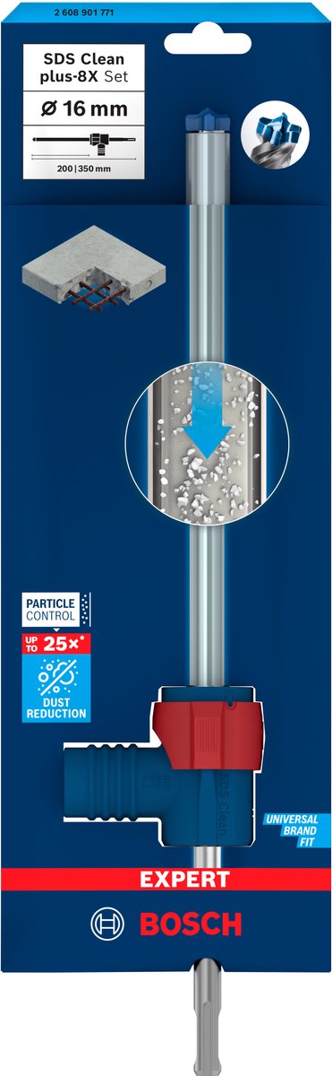 Bosch expert sds clean plus-8x hamerboor set 16 x 200 x 350