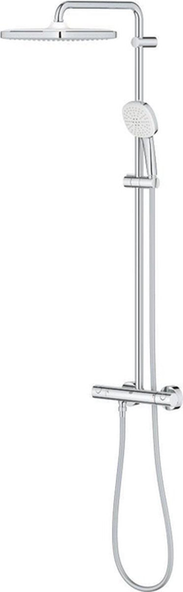 Grohe tempesta 250 cube regendoucheset - hoofddouche 25cm - vierkante handdouche - 2 straalsoorten - met thermostaatkraan - chroom