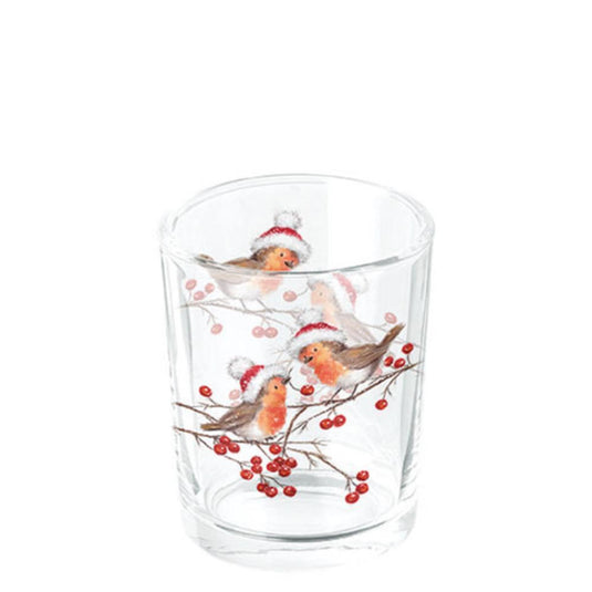 Ambiente theelichthouder christmas robins white
