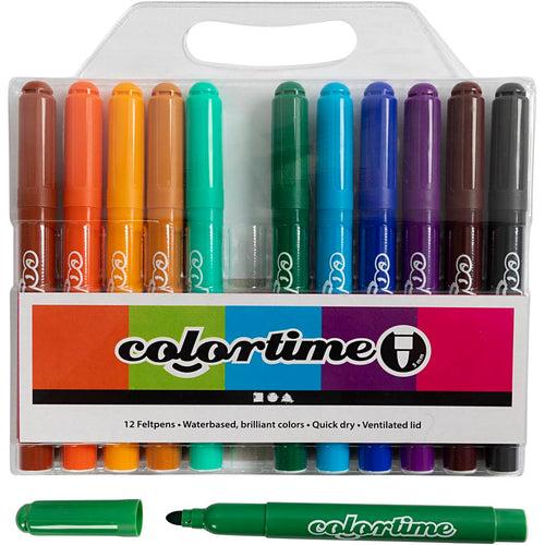 Colortime stiften, lijndikte 5 mm, extra kleuren, 12 stuk 1 doos