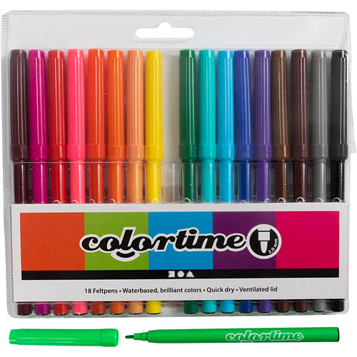 Colortime stiften, lijndikte 2 mm, diverse kleuren, 18 stuk 1 doos