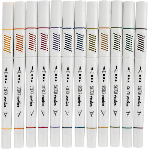 Colortime tekenstiften, lijndikte 1+2-5 mm, pastelkleuren, 12 stuk 1 doos