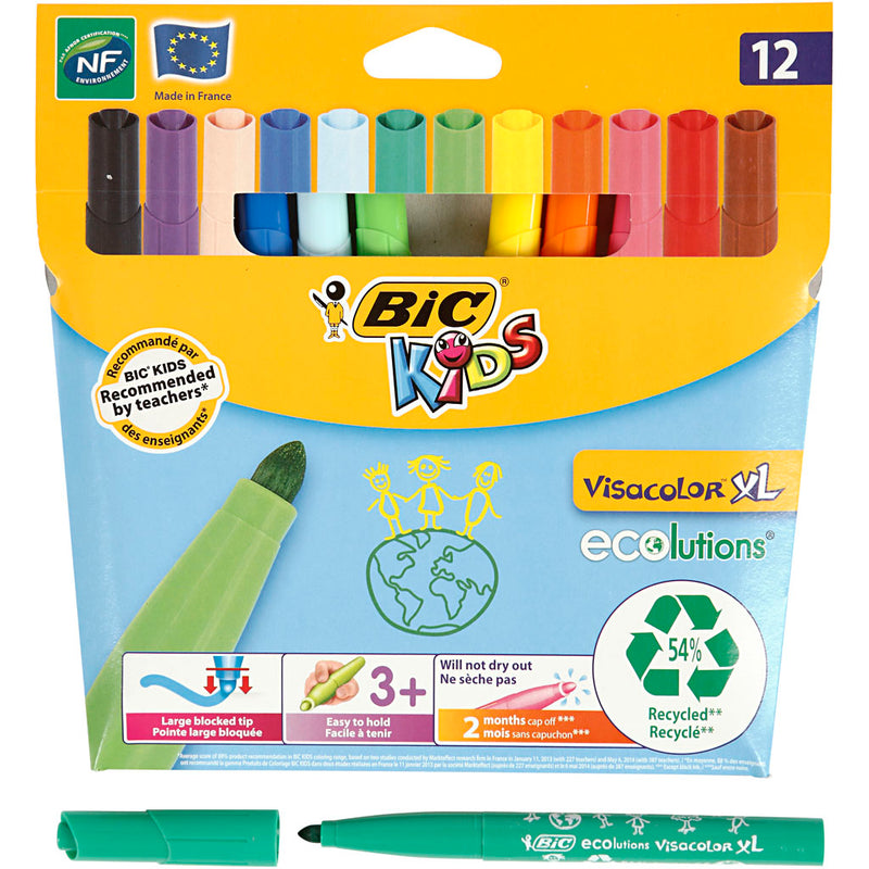 Load image into Gallery viewer, Bic visa color kleurstiften, lijndikte 3 mm, diverse kleuren, 12 stuk 1 doos

