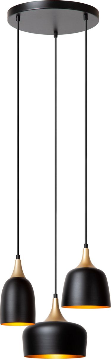 Lucide chayanne - hanglamp - ø 30 cm - 3xe14 - zwart