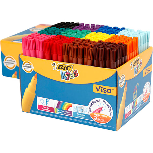 Bic visa fijne kleurstiften, lijndikte 1,6 mm, diverse kleuren, 12x24 stuk 1 doos
