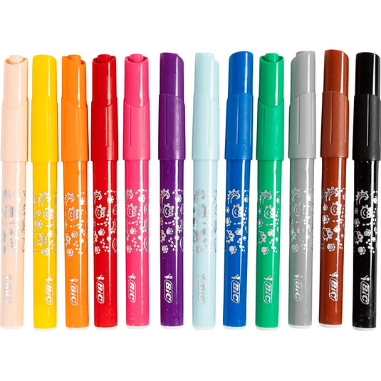 Bic visa color kleurstiften, lijndikte 3 mm, diverse kleuren, 12x12 stuk 1 doos