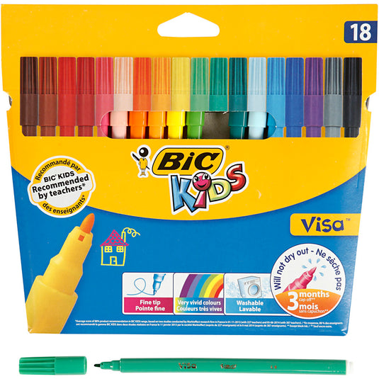 Viltstiften bic visa kids kleurenassortiment 18st