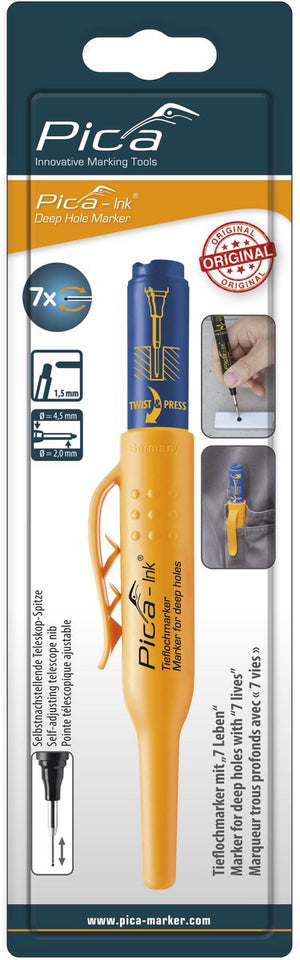 Pica markeerstift blis 150 40 voor diepe gaten - permanent - blauw