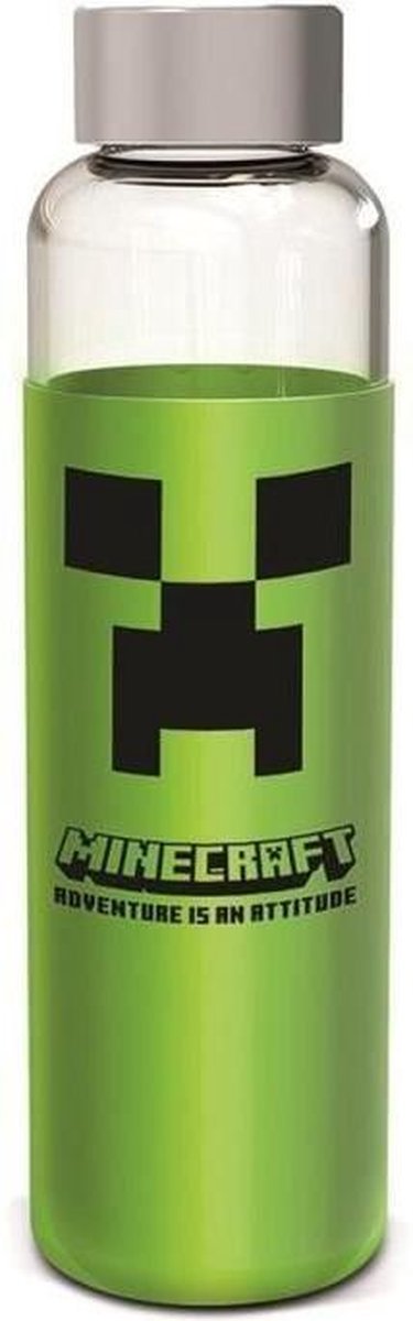 Anders fles - stor - minecraft - glas met siliconen hoes - herbruikbaar - 585 ml