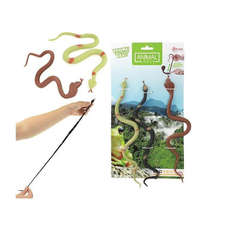 Load image into Gallery viewer, Toi-toys toi toys 3 super stretchy slangen op kaart 27cm
