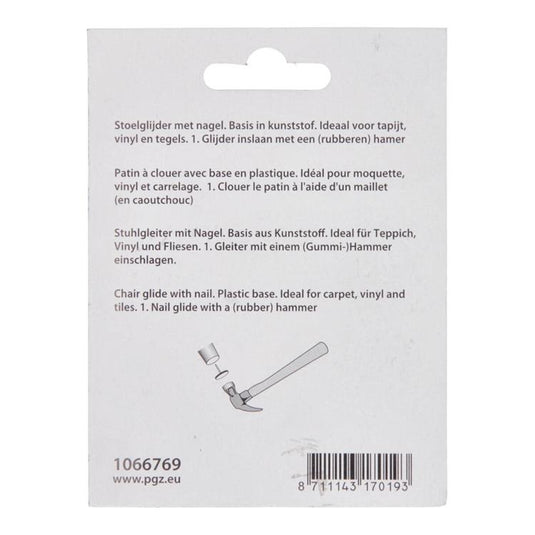 Mack 1066769 - stoelglijder nagel kunststof zwart ø 25 mm 8 st pcs | 6 stuks