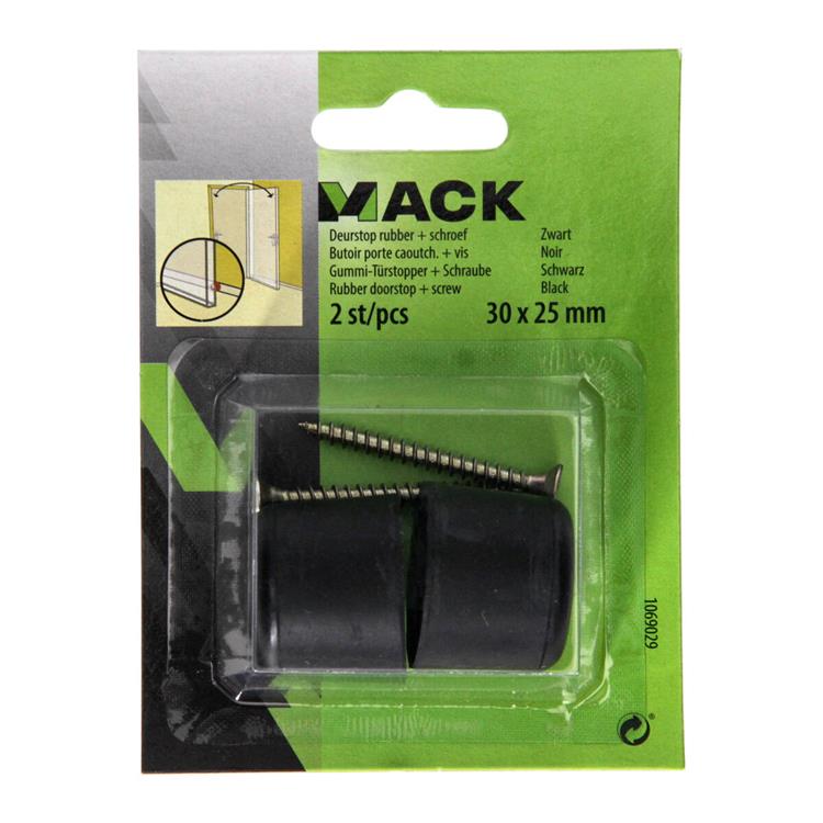 Load image into Gallery viewer, Mack 1069029 - deurstop rubber + schroef zwart 30 x 25 mm 2 st pcs | 6 stuks
