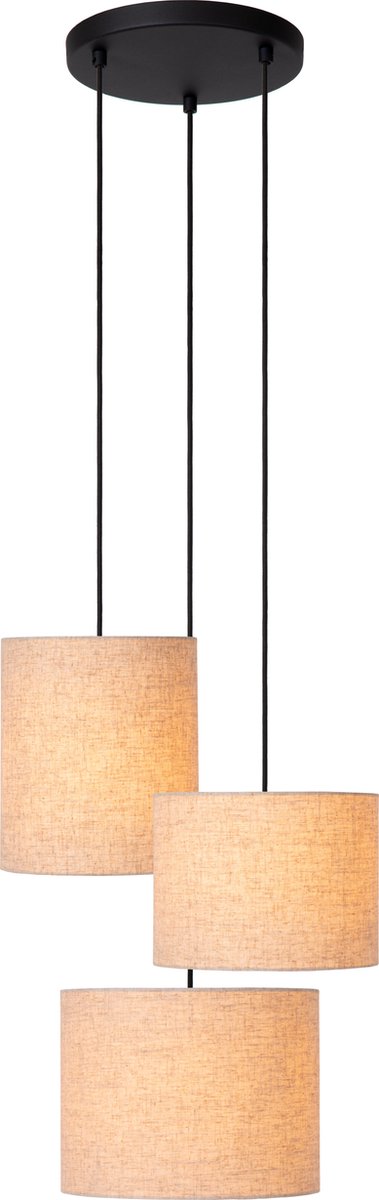 Lucide maya - hanglamp - ø 46 cm - 3xe27 - beige - japandi