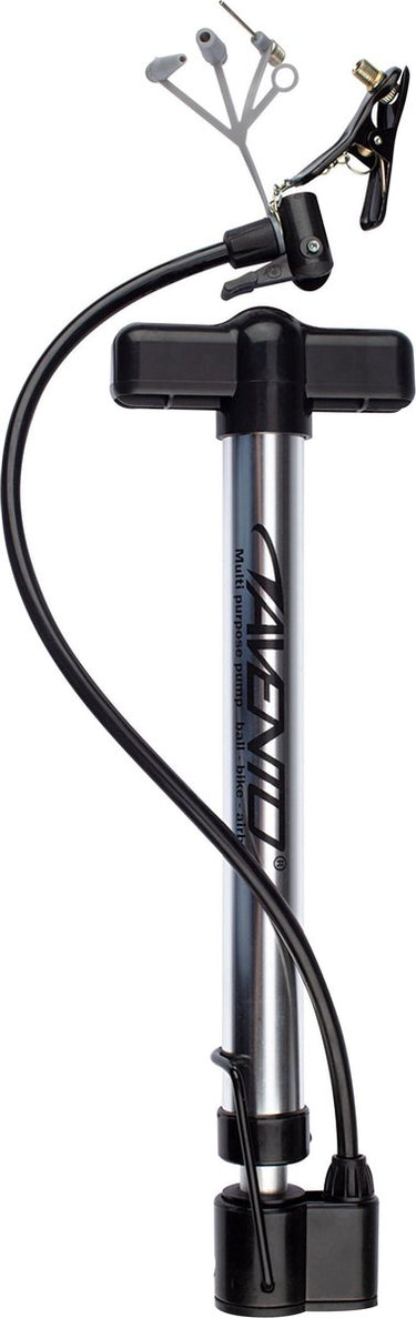 Avento multifunctionele pomp met drukmeter - fietspomp - staande pomp - aluminium - incl. 3 opzetstukken