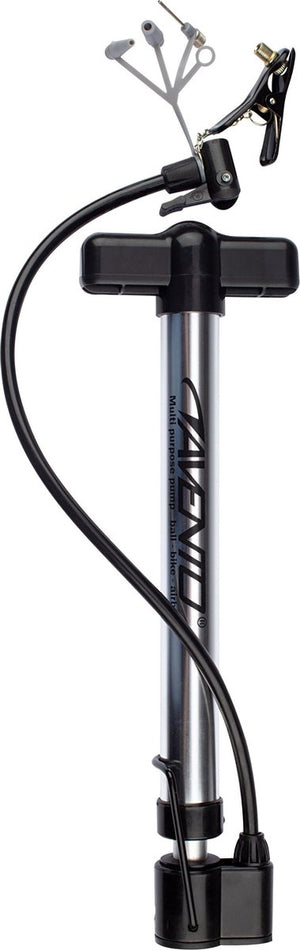 Avento multifunctionele pomp met drukmeter - fietspomp - staande pomp - aluminium - incl. 3 opzetstukken