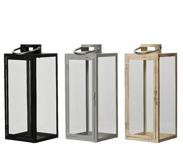 Decoris lantaarn metaal h48cm b18,5cm verkrijgbaar in zwart, lichtgrijs of beige