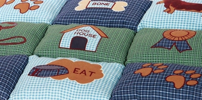 Afbeelding laden in galerijviewer, Trixie hondenkussen patchwork blauw groen
