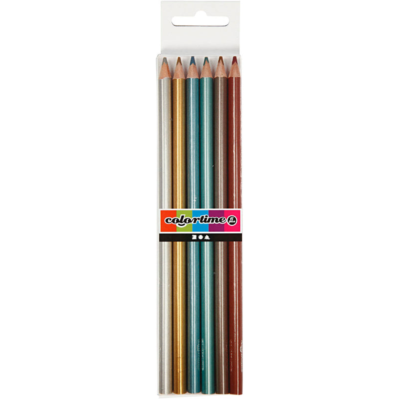 Load image into Gallery viewer, Https: www.cchobby.nl colortime-kleurpotloden-l-17-45-cm-vulling-3-mm-metallic-kleuren-6-stuk-1-doos
