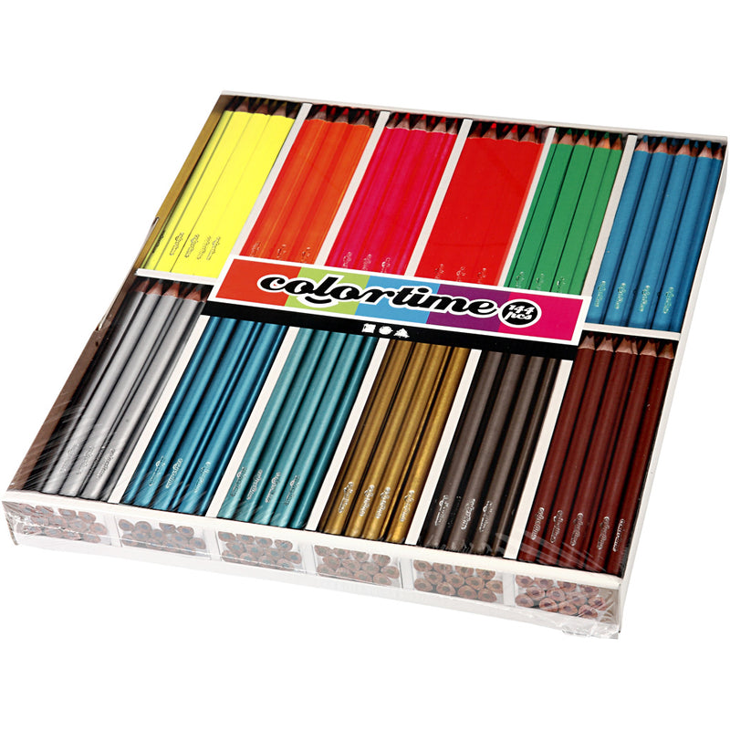 Load image into Gallery viewer, Creativ company https: www.cchobby.nl colortime-kleurpotloden-l-17-45-cm-vulling-3-mm-metallic-kleuren-neon-kleuren-144-stuk-1-doos
