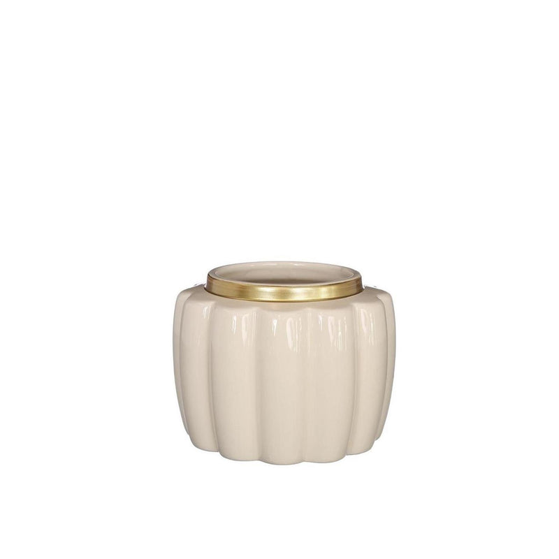 Load image into Gallery viewer, Ideas 4 seasons bloempot pouff crã¨me ã˜12,6xh9,7cm
