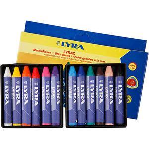 Lyra waskrijt | kleurkrijt | | diverse kleuren | l 9 cm | dikte 15 mm | 12 stuks