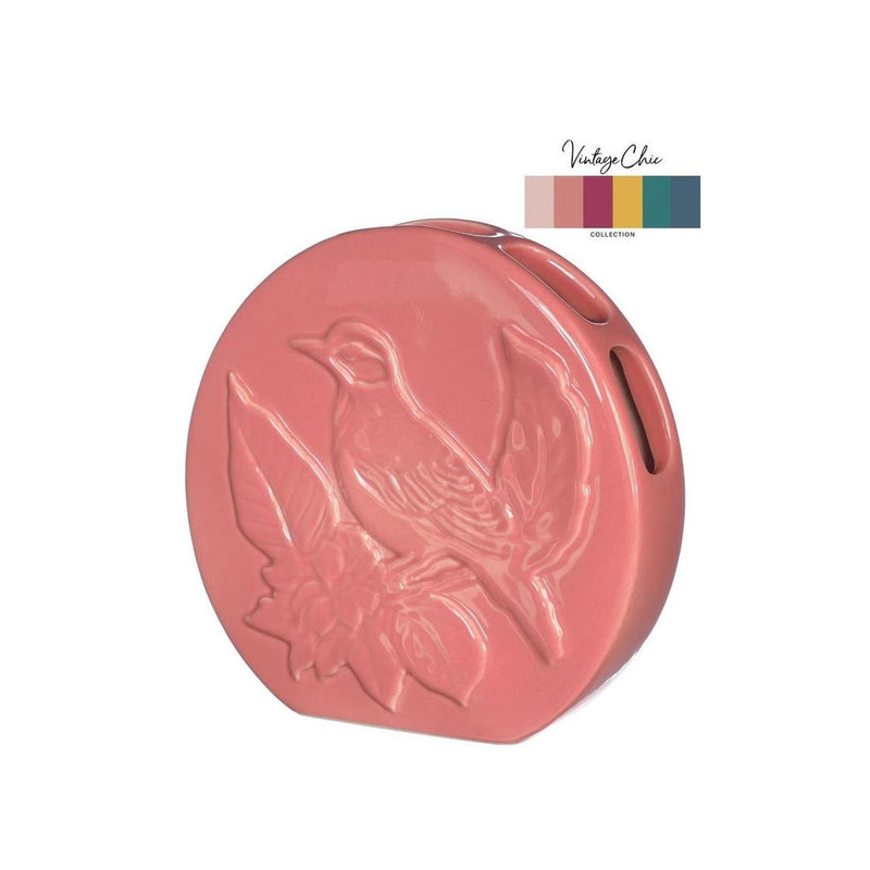Load image into Gallery viewer, Ideas 4 seasons vaas bird terra roze ã˜6x20x20cm

