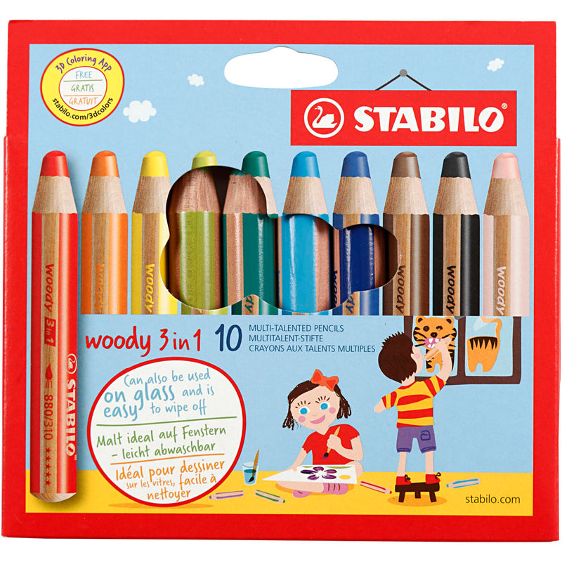 Load image into Gallery viewer, Stabilo woody potloden - 3 in 1 - set van 10
