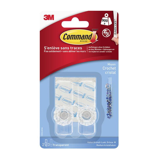 3m 1060676 - command doorzichtige crystal haak, medium, 2hk + 3s pk | 8 stuks