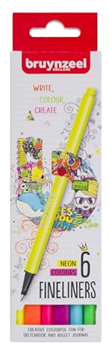 Bruynzeel fineliner set neon 6 kleuren