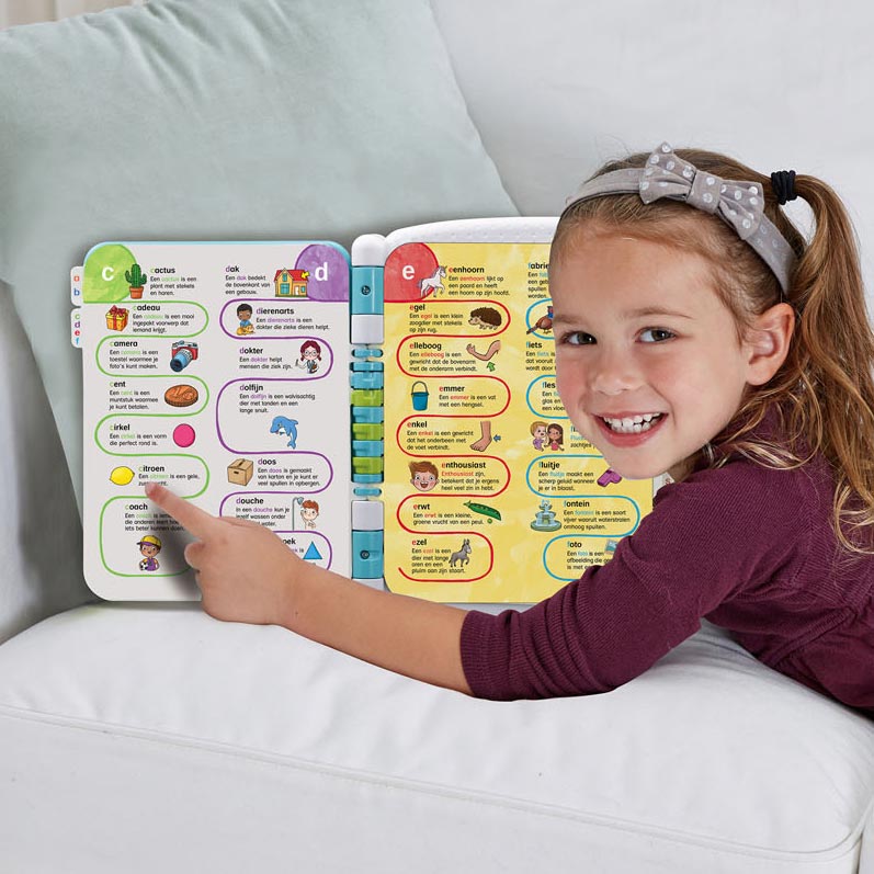 Load image into Gallery viewer, VTech Kinderboek Mijn interactief Woordenboek wit blauw groen
