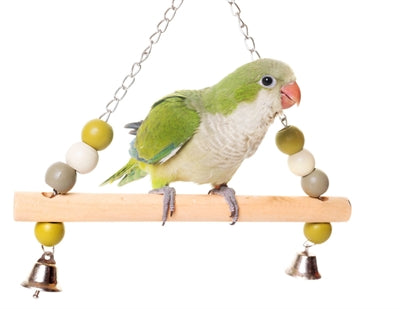 Load image into Gallery viewer, Zolux Schommel hout met kralen 2 bellen ketting

