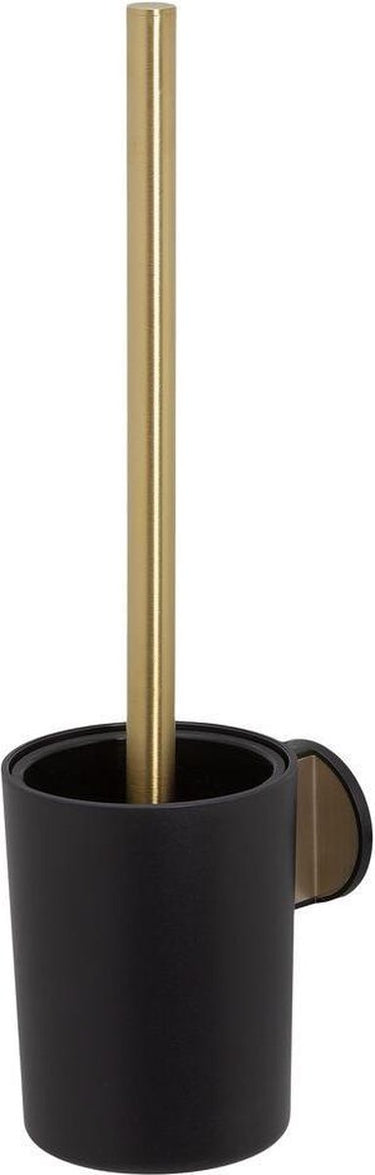 Tiger tune - toiletborstel met houder - zonder boren - zelfklevend 3m tape - goud geborsteld zwart