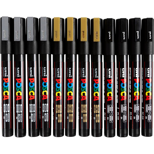 Https: www.cchobby.nl posca-marker-afm-pc-3m-lijndikte-0-9-1-3-mm-fijn-zwart-goud-zilver-12-div-1-doos