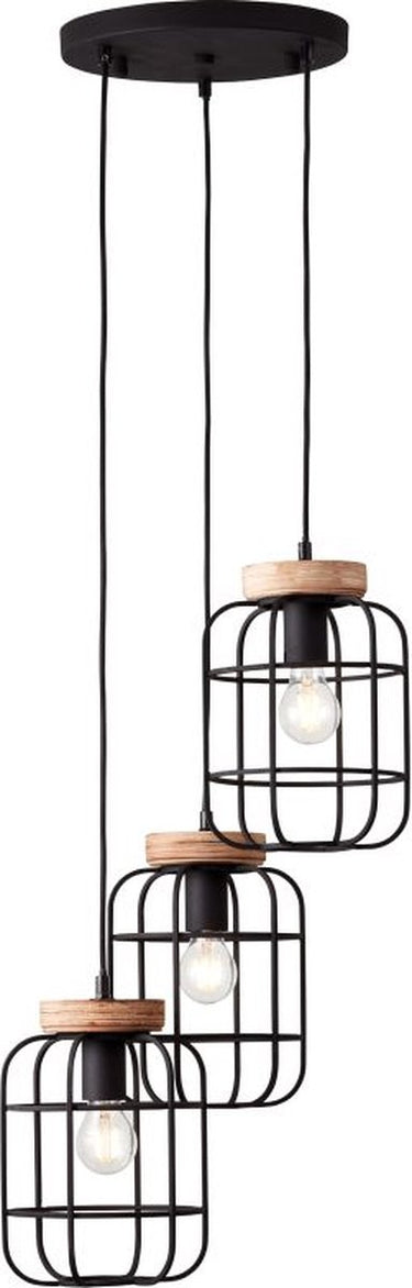 Brilliant gwen - hanglamp - e27 max 3x40w - zwart hout