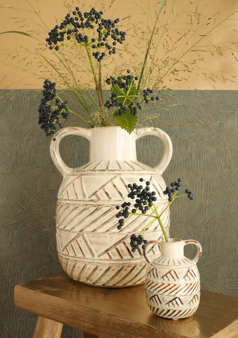 Load image into Gallery viewer, Ideas 4 seasons vaas bali keramiek 25x23x30 cm creme
