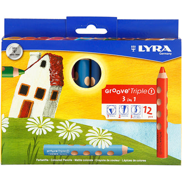 Lyra http: www.cchobby.nl groove-triple1-kleurpotloden-l-12-cm-vulling-10-mm-diverse-kleuren-12-stuk-1-doos