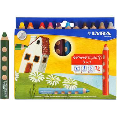 Lyra http: www.cchobby.nl groove-triple1-kleurpotloden-l-12-cm-vulling-10-mm-diverse-kleuren-12-stuk-1-doos
